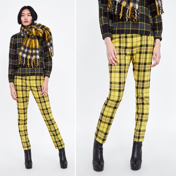 checked trousers yellow